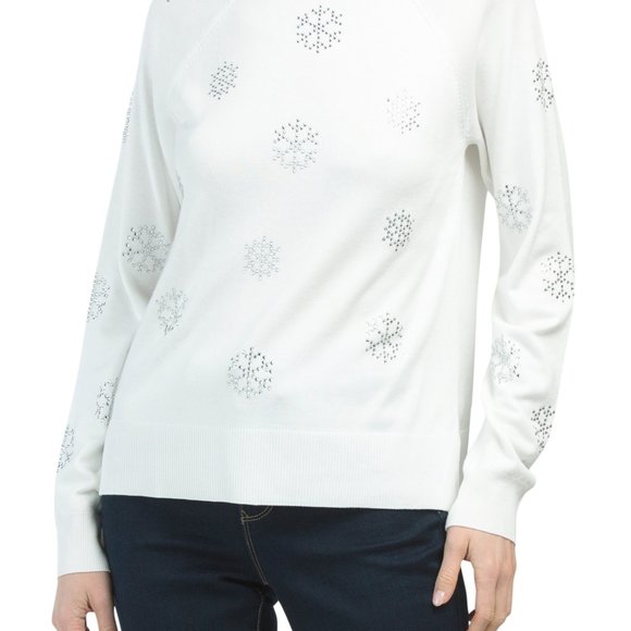 MARLED White Snow Crystal Snowflakes Sweater size M ❄❄❄ - Picture 2 of 14